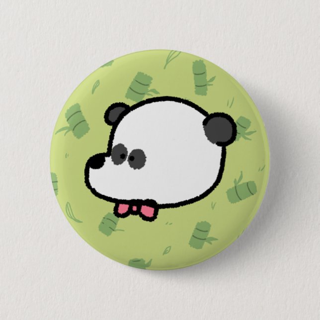 Tecknad Panda Pin Knapp (Framsida)