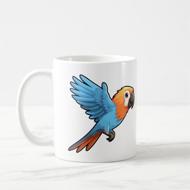 Tecknad papegojillustration kaffemugg (Vänster)