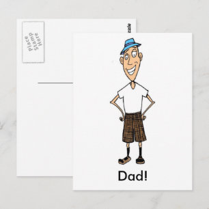 Tecknad pappa fars dag vykort