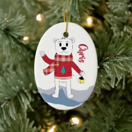 Tecknad Pappa Polar Bear Jul Ornament