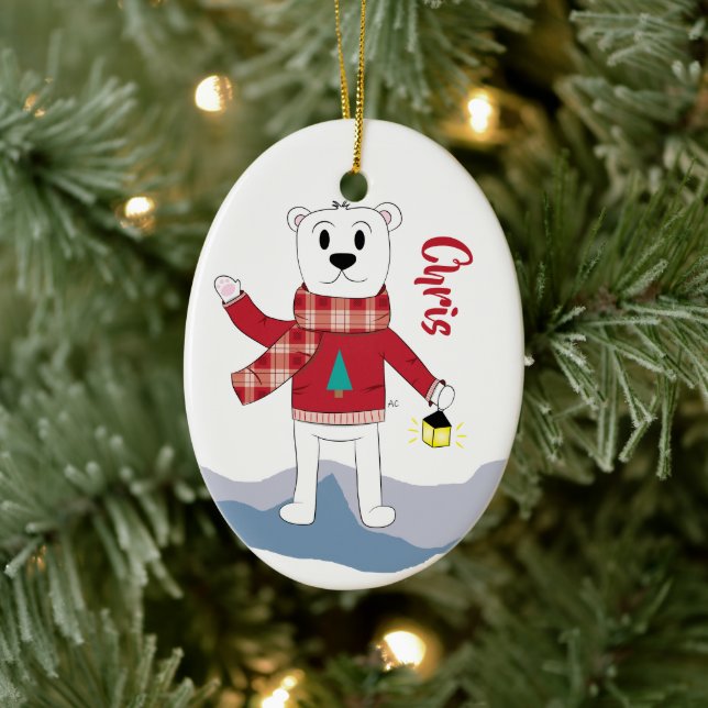 Tecknad Pappa Polar Bear Jul Ornament (Träd)