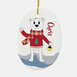 Tecknad Pappa Polar Bear Jul Ornament