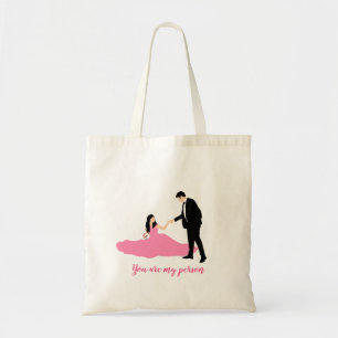 Tecknad par bröllop Tote Bag Tygkasse