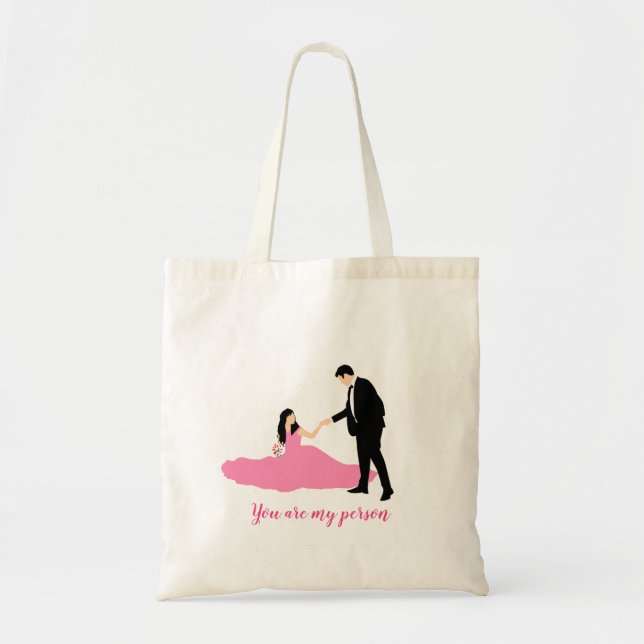 Tecknad par bröllop Tote Bag Tygkasse (Framsidan)