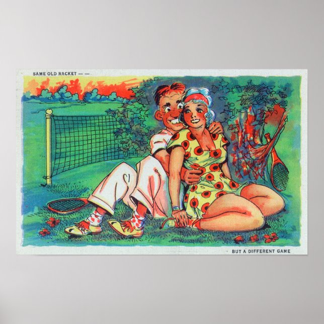 Tecknad par med tennis Gear Poster (Framsidan)