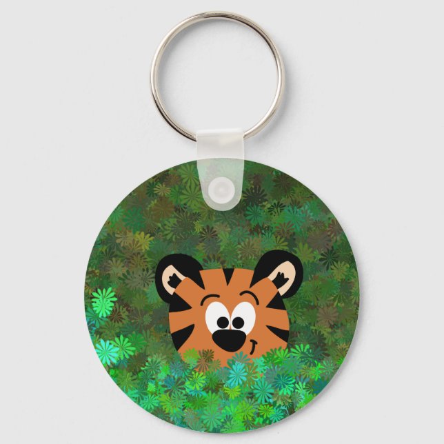 Tecknad Peeking Baby Tiger Rahul Keychain Nyckelring (Framsida)
