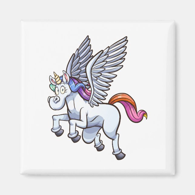 tecknad pegasus unicorn magnet (Framsidan)