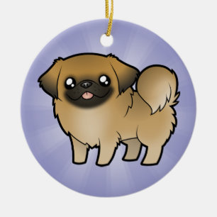 Tecknad Pekingese (valpklick) Julgransprydnad Keramik