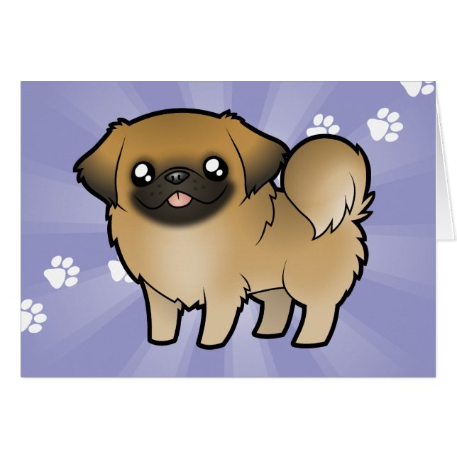 Tecknad Pekingeser (valpklick) Hälsningskort (Framsidan Horizontal)