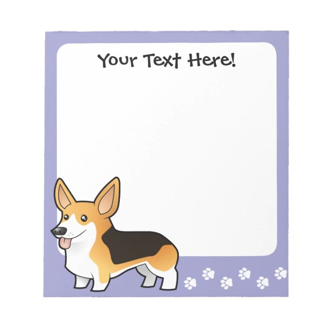 Tecknad Pembroke Welsh Corgi Anteckningsblock (Framsida)