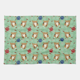 Tecknad Pembroke Welsh Corgi Kökshandduk