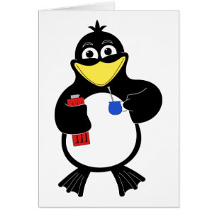Tecknad penguin OBS kort