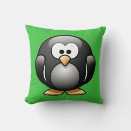 Tecknad Penguin på Bright Grönt Kudde