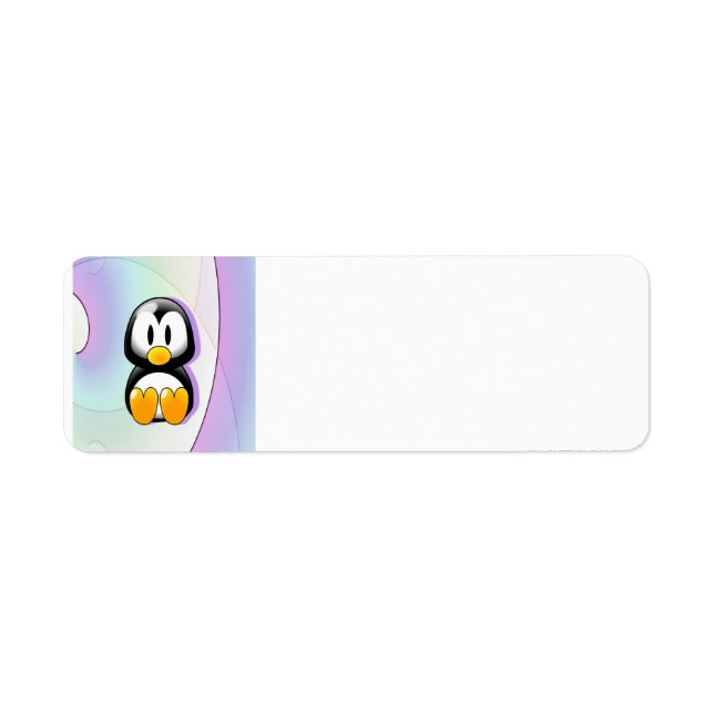Tecknad Penguin Returadress Etikett (Framsidan)