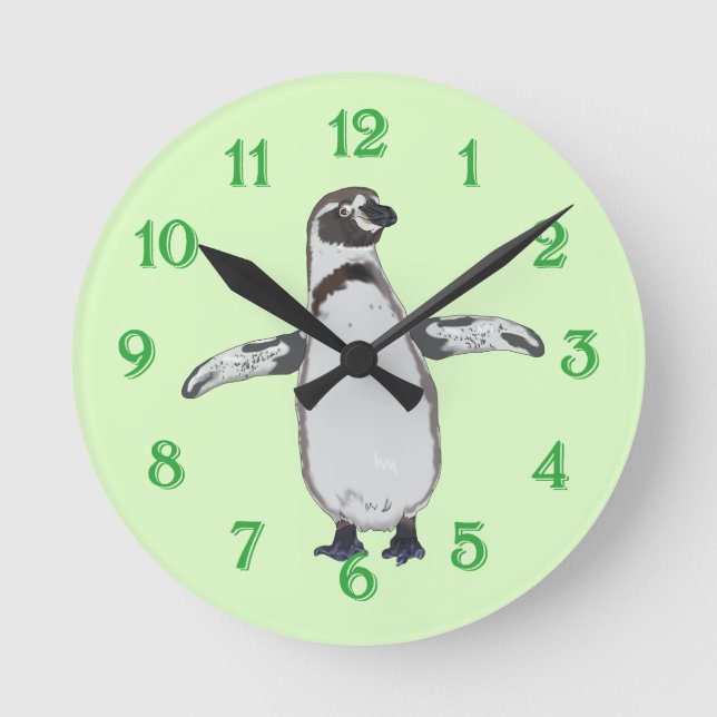 Tecknad Penguin Rund Klocka (Framsida)