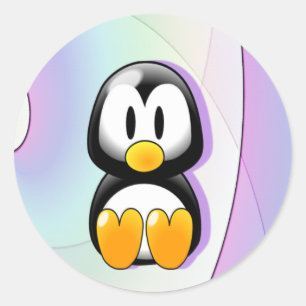 Tecknad Penguin Runt Klistermärke