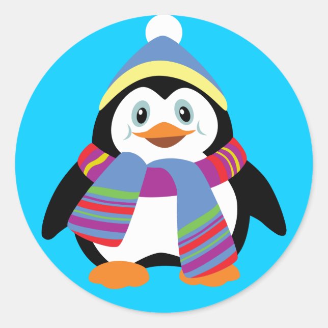 tecknad penguin runt klistermärke (Framsida)