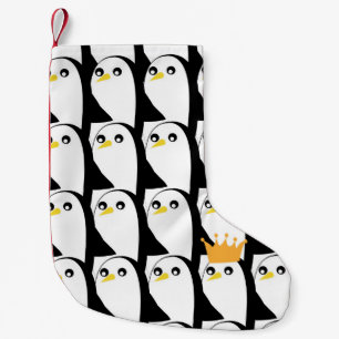 Tecknad Penguin: Svartvit Vintage Liten Julstrumpa