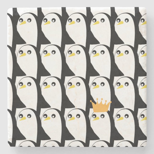 Tecknad Penguin: Svartvit Vintage Stenunderlägg (Framsidan)