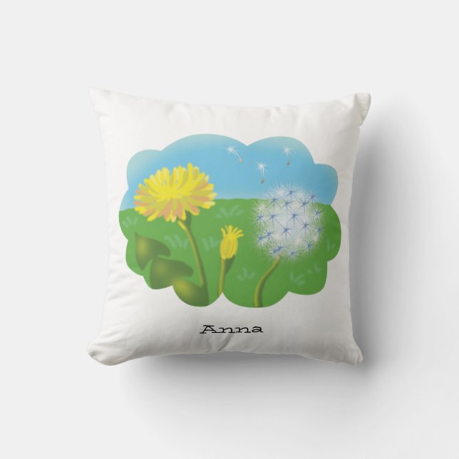 tecknad personlig blommor i ängen kudde (Framsida)