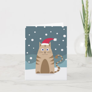 Tecknad pet cat bar tomhatt i snö kort