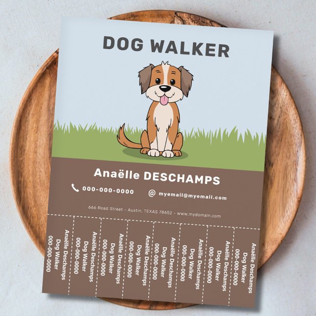 Tecknad - Pet & Dog Walker Tear Off Strips Flyer (Cartoon - Pet & Dog Walker Tear Off Strips Flyer)