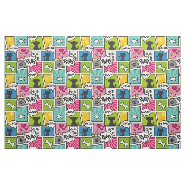 Tecknad Pet-Mönster Stil Tyg (Fat Quarter)