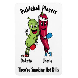 Tecknad Pickle och Pepper Hett Dill Pickleball Tea Magnet