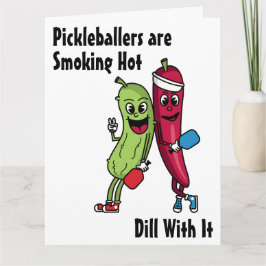 Tecknad Pickle och Pepper Smoking Hett Pickleball Kort
