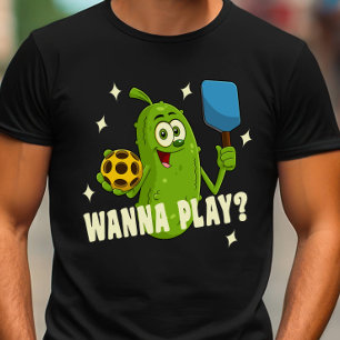Tecknad Pickle vill spela Pickleball T Shirt
