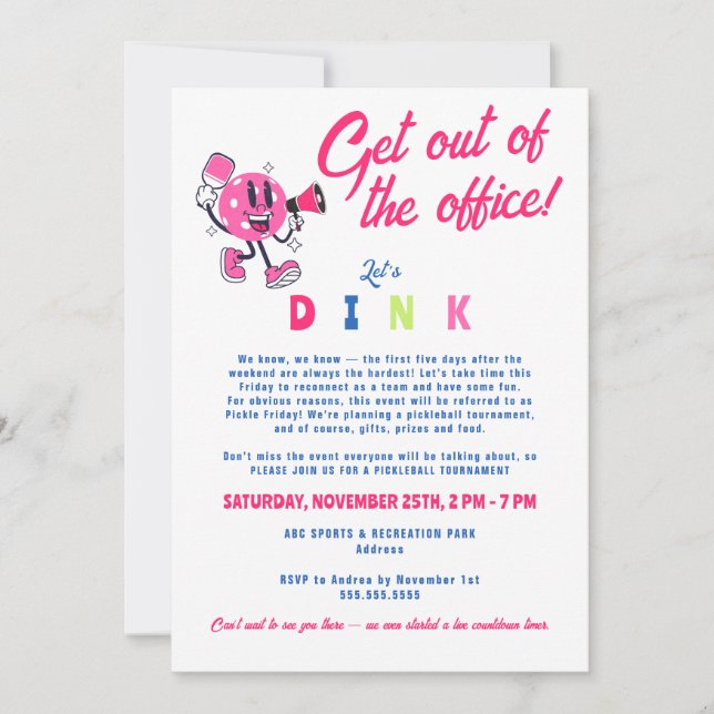 Tecknad Pickleball Builing Logotyp -team Inbjudningar (Framsida)