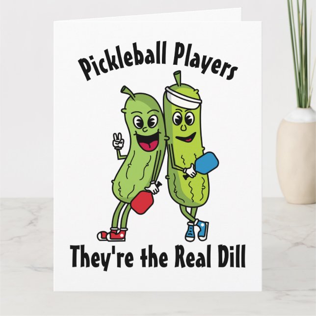 Tecknad Pickles Pickleball Players Pickleball Team Kort (Framsida)