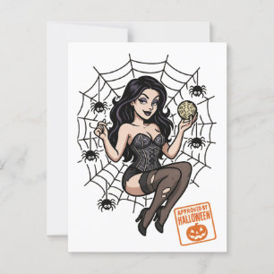 Tecknad Pin-Up Spider - Halloween-godkänd Vykort