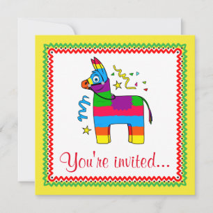 Tecknad Pinata Födelsedagsinbjudan Inbjudningar