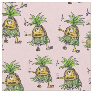 Tecknad Pineapple Dancing Hawaiian Hula Tyg