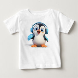 Tecknad pingvinflicka i fin jersey t-shirt för små