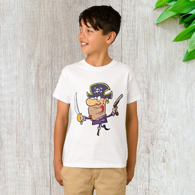 Tecknad pirat med svärd och pistol t shirt (Skapare uppladdad)