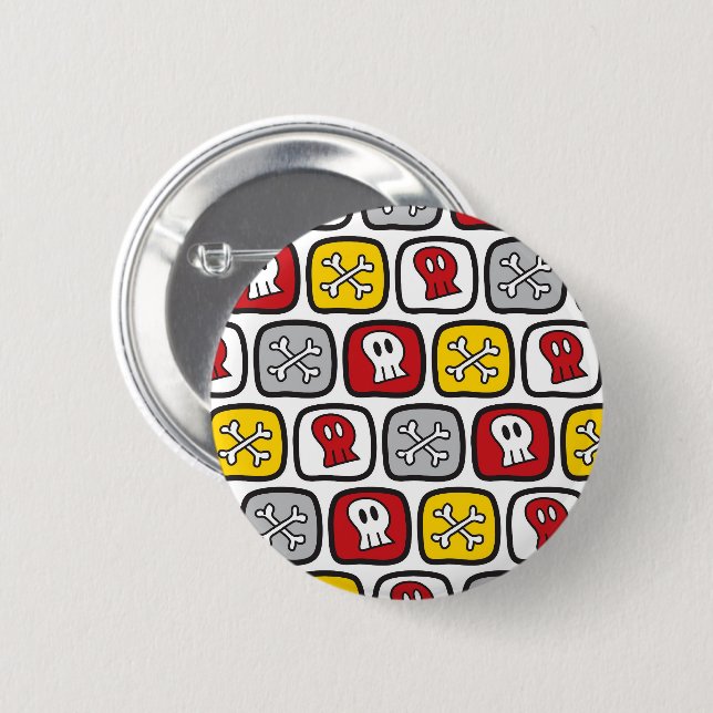 Tecknad Pirat/Skeleton Döskallars & Bones Roligt B Knapp (Framsida & baksida)