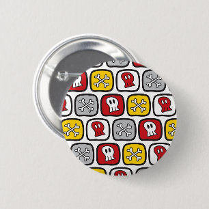 Tecknad Pirat/Skeleton Döskallars & Bones Roligt B Knapp