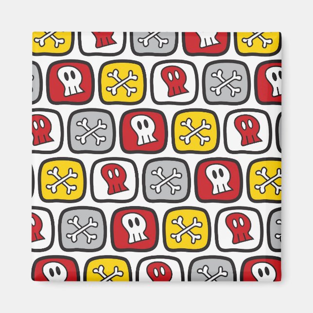 Tecknad Pirat/Skeleton Döskallars & Bones Roligt B Magnet (Framsidan)