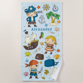 Tecknad Pirater Frakt Kids Beach Towel