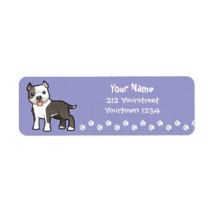 Tecknad Pitbull/amerikanStaffordshire Terrier Returadress Etikett