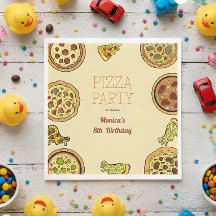 Tecknad pizza party födelsedag