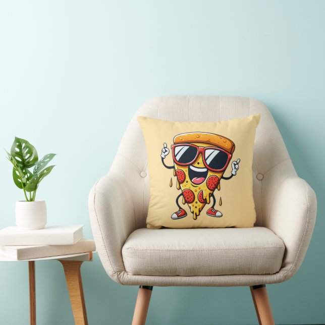 Tecknad Pizza Slice med Drip Cheese Vibes Kudde (Stol)