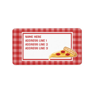 Tecknad pizzabit adressetikett