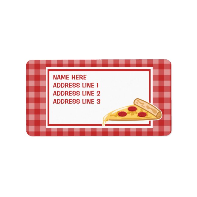 Tecknad pizzabit adressetikett (Framsidan)
