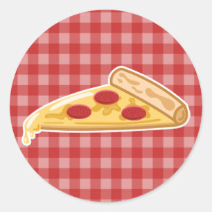 Tecknad pizzabit runt klistermärke