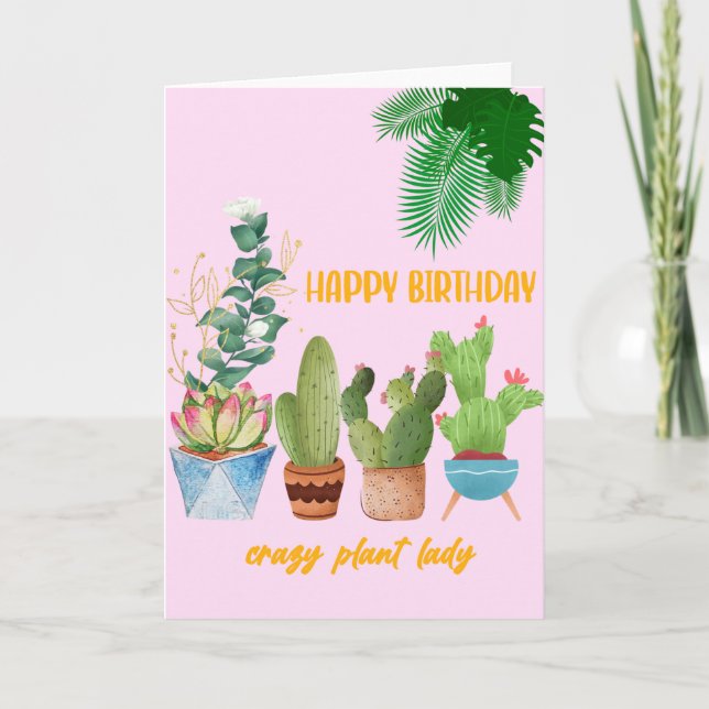 Tecknad Plant Birthday Card Kort (Framsida)