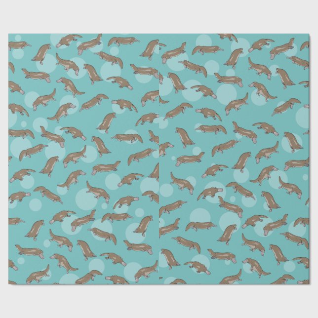 Tecknad Platypuses Swimming Presentpapper (Seam)