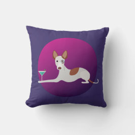 Tecknad Podenco Hund Rosa Art Deco Kudde
